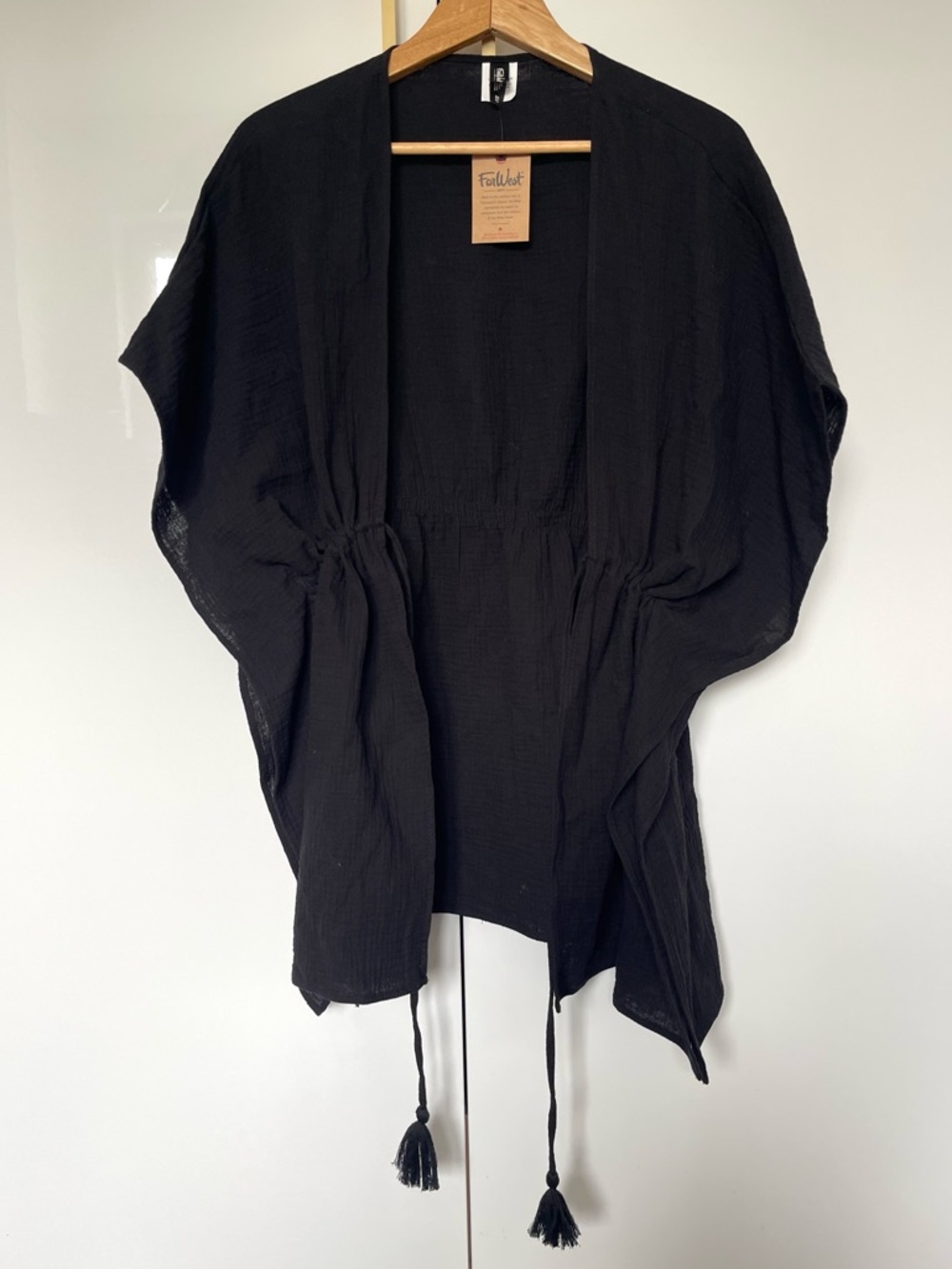 Farwest 100% cotton black swimsuit  cover-up O/S